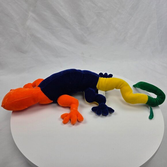 2002 Nanco Lizard Plush Chameleon Neon Multicolor Stuffed Animal Rare 23" - Picture 2 of 6